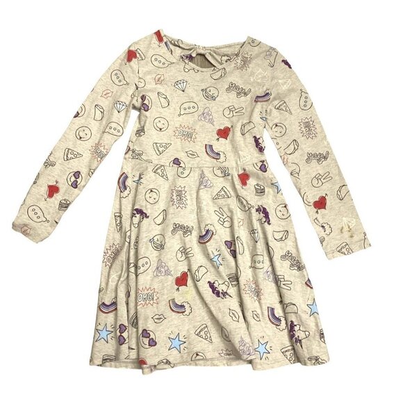 Children's Place Doodles emoji long sleeves dress Girls size 5/6 - Picture 1 of 4